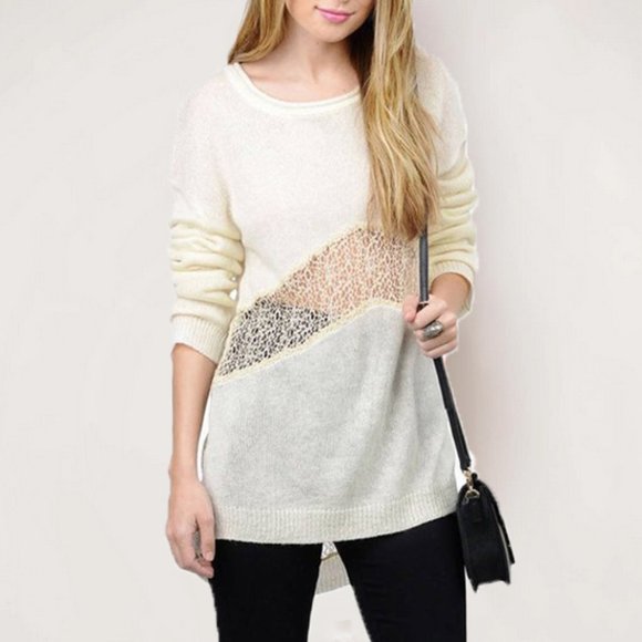 New Lace Detail Pullover Knit Sweater - Picture 3 of 9